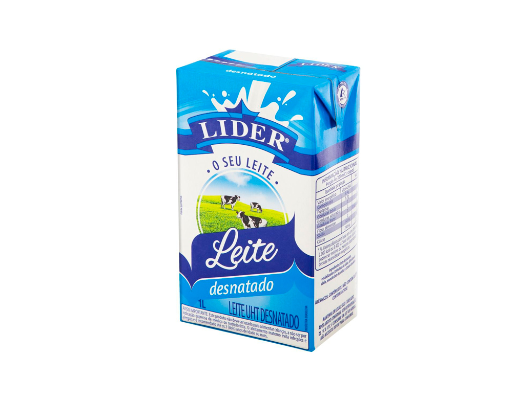 LEITE DESNATADO LIDER 1 L (CX 12 UN)